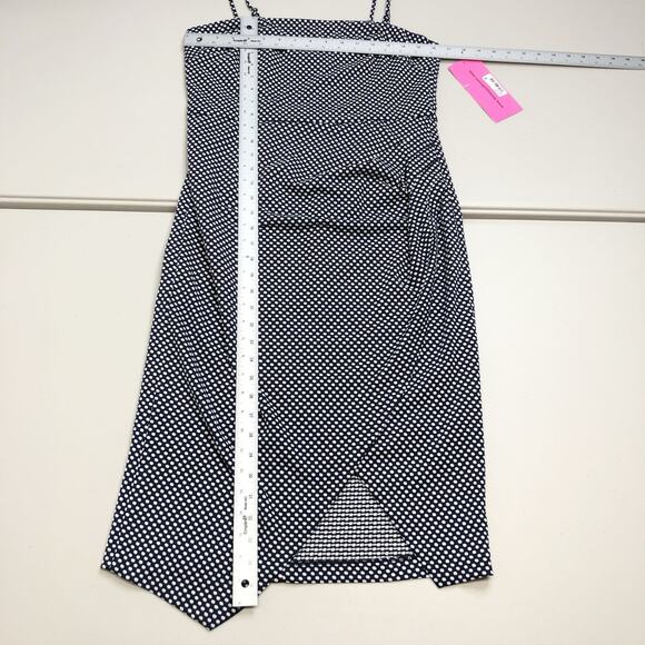 Betsey Johnson Women’s T-length Polka Dot Ruched Faux Wrap Dress Zipper Sz 12 - Picture 3 of 10